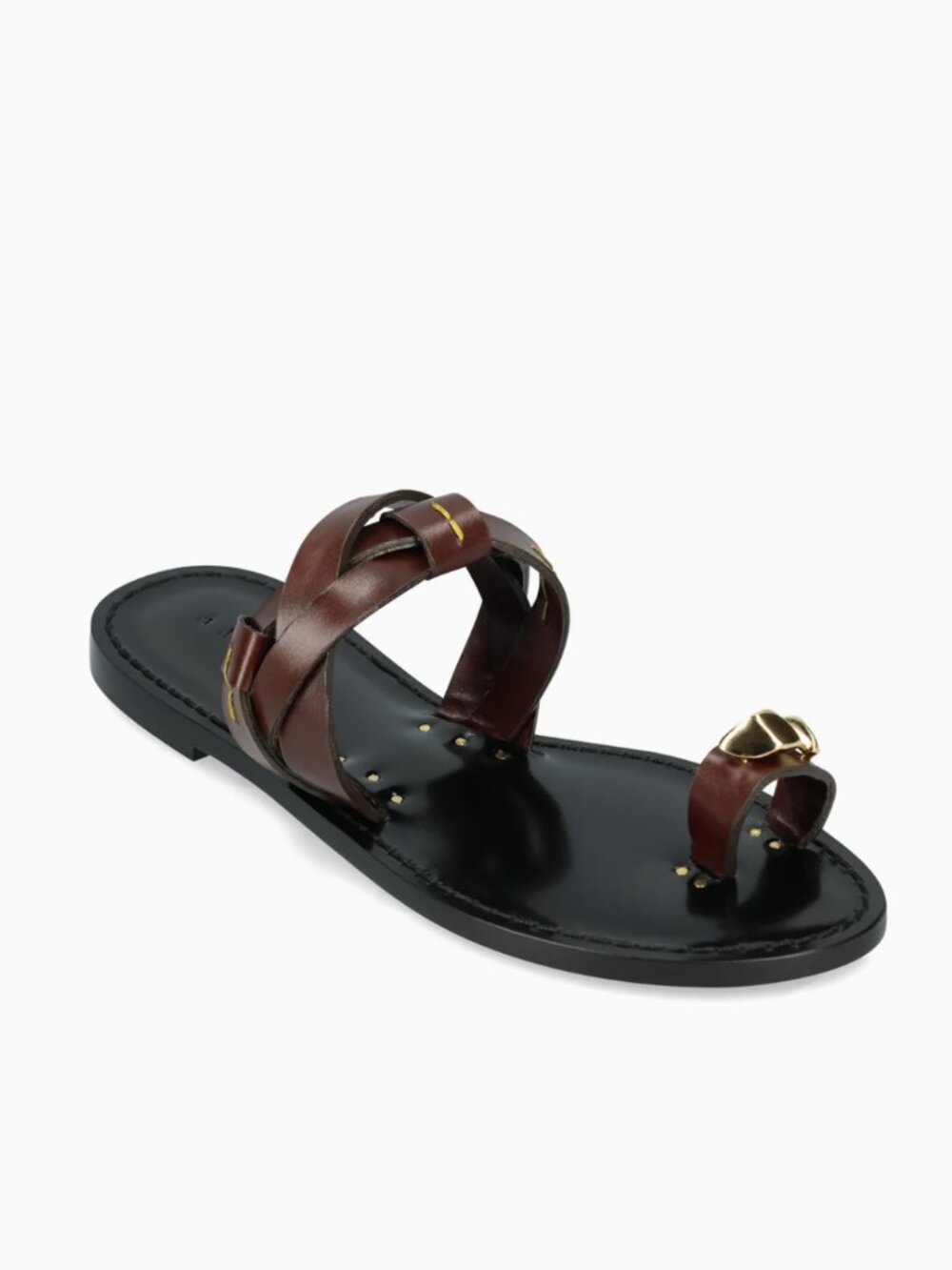 Amanu The Samburu Leather-Look Strappy Sandals in Brown & Black
